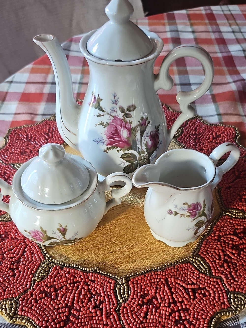 1960 Moss Rose Tea Set Vintage Floral Porcelain Tea Set -